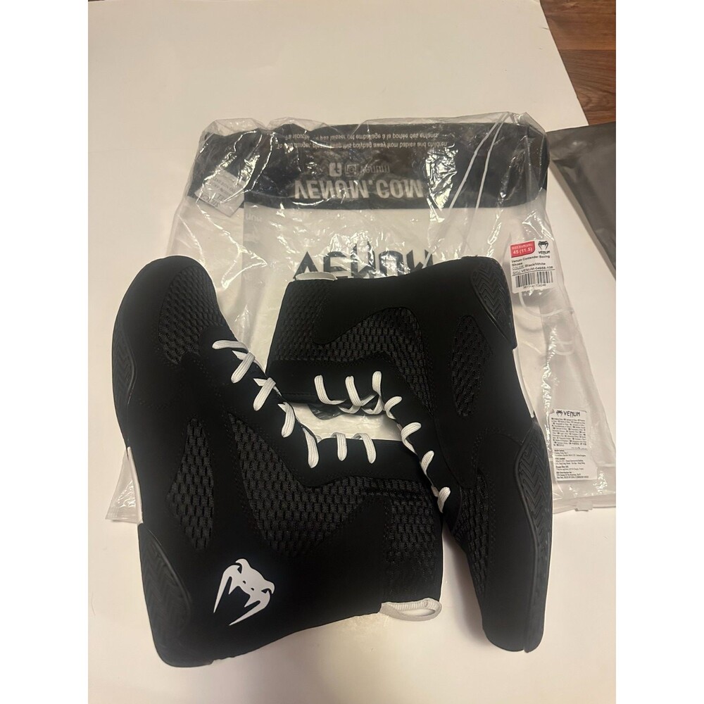 New Venum Contender Boxing Shoes High-Top #4958 Black Size US 11.5/ EU 41